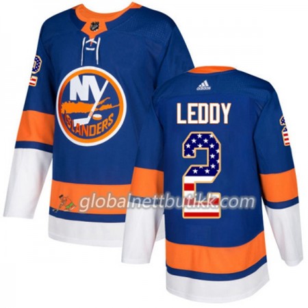New York Islanders Hockeydrakt Nick Leddy 2 2017-2018 USA Flag Fashion Blå Adidas Authentic - Herre